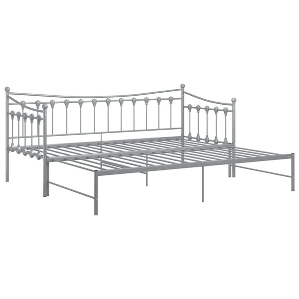 vidaXL Cadre de canap&eacute;-lit extensible sans matelas gris m&eacute;tal 90x200cm