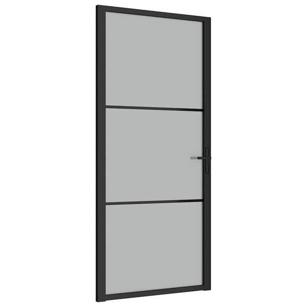 vidaXL Porte int&eacute;rieure 93x201,5 cm Noir Verre mat et aluminium