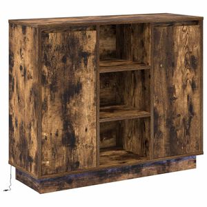 vidaXL Buffet LED Ch&ecirc;ne fum&eacute; 90 x 32 x 75 cm Bois d'ing&eacute;nierie