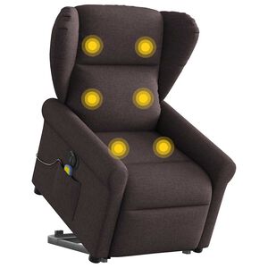 vidaXL Fauteuil inclinable de massage &eacute;lectrique Marron fonc&eacute; Tissu