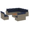 vidaXL Salon de jardin avec coussins 12 pcs gris r&eacute;sine tress&eacute;e