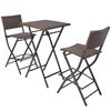 vidaXL Ensemble de bistro pliable 3 pcs Acier R&eacute;sine tress&eacute;e Marron