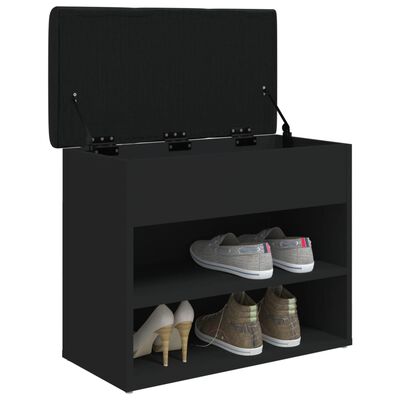 vidaXL Banc à chaussures noir 62x32x50 cm bois d'ingénierie