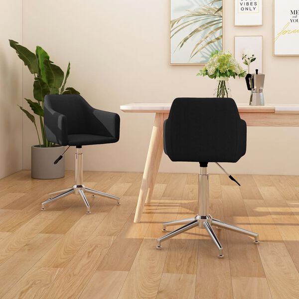 vidaXL Chaises pivotantes &agrave; manger lot de 2 Noir Tissu