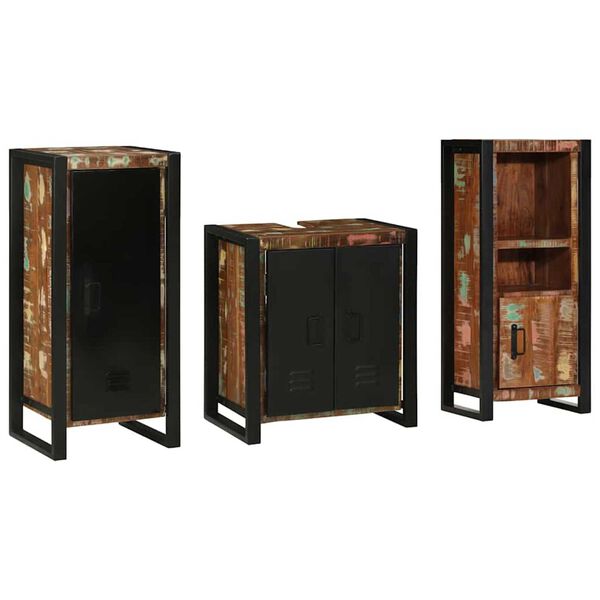 vidaXL Ensemble de mobilier de salle de bain 3 pcs Bois Recyclé Solide