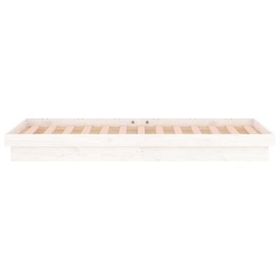 vidaXL Cadre de lit à LED blanc 90x200 cm bois massif