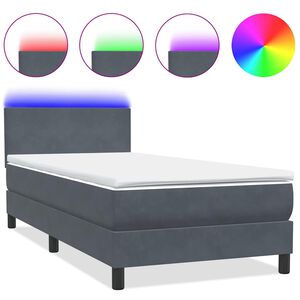 vidaXL Sommier &agrave; lattes de lit et matelas et LED gris fonc&eacute; 80x210 cm velours