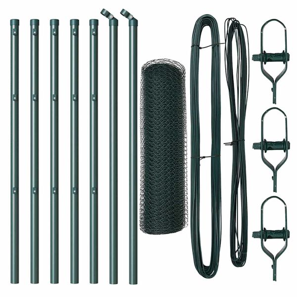 vidaXL Poteau de cl&ocirc;ture. Vert 10 x 0,6 m (maille de 25 mm)