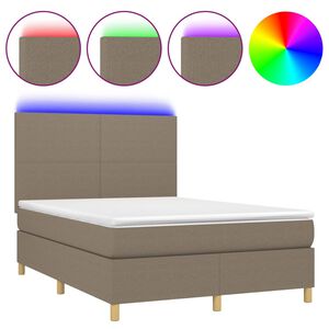 vidaXL Sommier &agrave; lattes de lit et matelas et LED Taupe 140x190cm Tissu