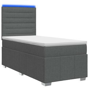vidaXL Lit boxspring LED avec matelas Gris fonc&eacute; 90 x 190 cm Tissu