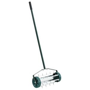 vidaXL Roller &agrave; gazon tir&eacute; avec des pinces a&eacute;rateur Vert 127,5 x 44 cm