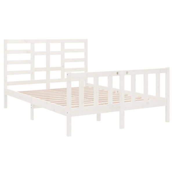 vidaXL Cadre de lit sans matelas blanc bois massif 135x190 cm