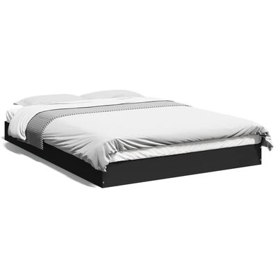 vidaXL Cadre de lit sans matelas noir 135x190 cm bois d'ingénierie