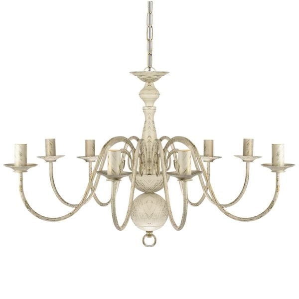 Lustre en métal blanc antique 8 x E14 ampoules