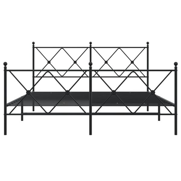 vidaXL Cadre de lit m&eacute;tal sans matelas avec pied de lit noir 160x200cm