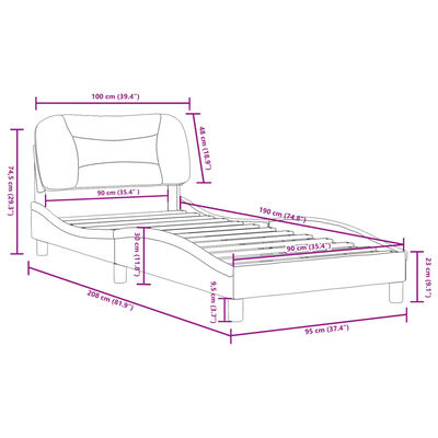 vidaXL Cadre de lit sans matelas bleu 90x190 cm tissu