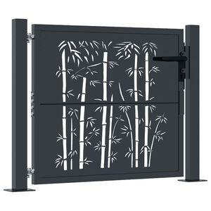 vidaXL Portail de jardin Anthracite 100x100 cm Acier Design Bambou