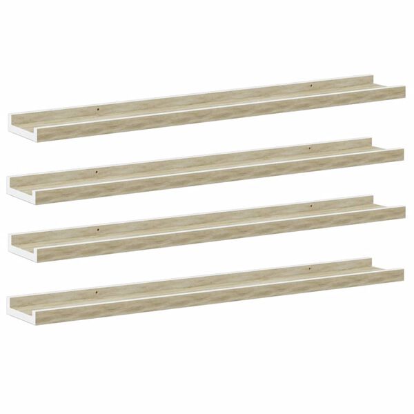 vidaXL &Eacute;tag&egrave;res murales 4 pcs blanc et ch&ecirc;ne sonoma 80x9x3 cm