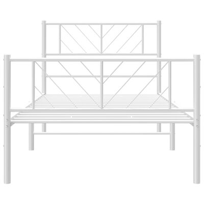 vidaXL Cadre de lit métal sans matelas avec pied de lit blanc 90x200cm