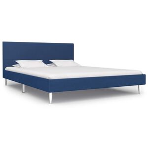 vidaXL Cadre de lit sans matelas bleu tissu 160x200 cm