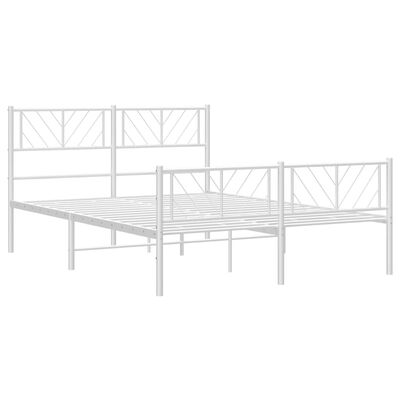 vidaXL Cadre de lit métal sans matelas et pied de lit blanc 120x200 cm