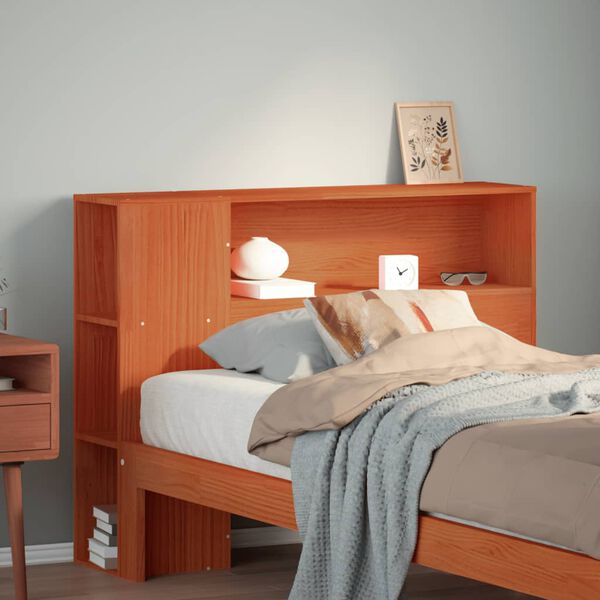 vidaXL T&ecirc;te de lit avec rangement cire marron 100cm bois massif de pin