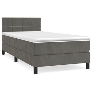 vidaXL Sommier &agrave; lattes de lit et matelas Gris fonc&eacute; 80x200 cm Velours