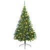 vidaXL Sapin de No&euml;l artificiel pr&eacute;-&eacute;clair&eacute; Vert 210 cm PVC