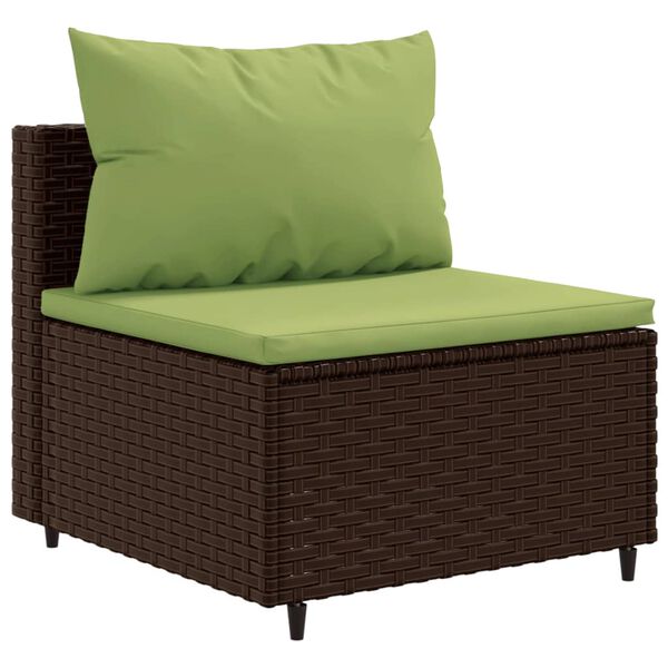 vidaXL Salon de jardin avec coussins 9 pcs marron résine tressée