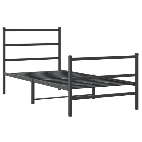 vidaXL Cadre de lit m&eacute;tal sans matelas avec pied de lit noir 90x190 cm