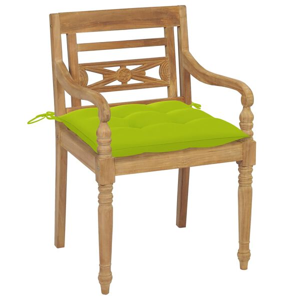 vidaXL Chaises Batavia avec coussins lot de 4 Bois de teck solide