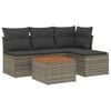 vidaXL Salon de jardin 5 pcs avec coussins gris r&eacute;sine tress&eacute;e