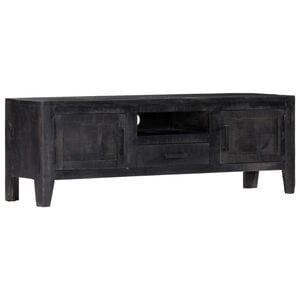 vidaXL Meuble TV Noir 118x30x40 cm Bois de manguier massif