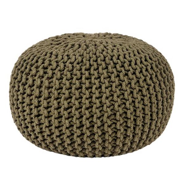 LABEL51 Pouf tricot&eacute; Coton M Vert d'arm&eacute;e