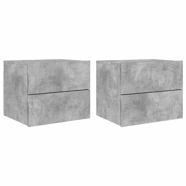 vidaXL Tables de chevet murales avec lumières LED 2 pcs gris béton