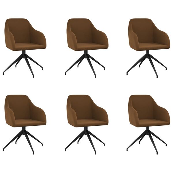 vidaXL Chaises &agrave; manger lot de 6 marron velours