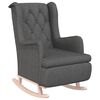 vidaXL Fauteuil avec pieds &agrave; bascule en bois d'h&eacute;v&eacute;a Gris fonc&eacute; Tissu