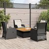 vidaXL Salon de jardin 5 pcs avec coussins Noir R&eacute;sine tress&eacute;e