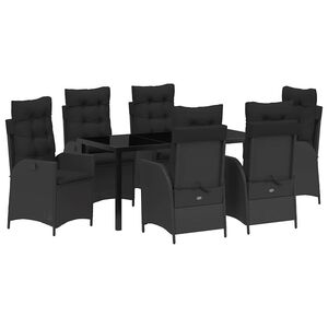 vidaXL Ensemble de salle &agrave; manger pour jardin 7 pcs Noir polyrotin