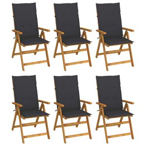 vidaXL Chaises pliables de jardin lot de 6 avec coussins Bois d'acacia