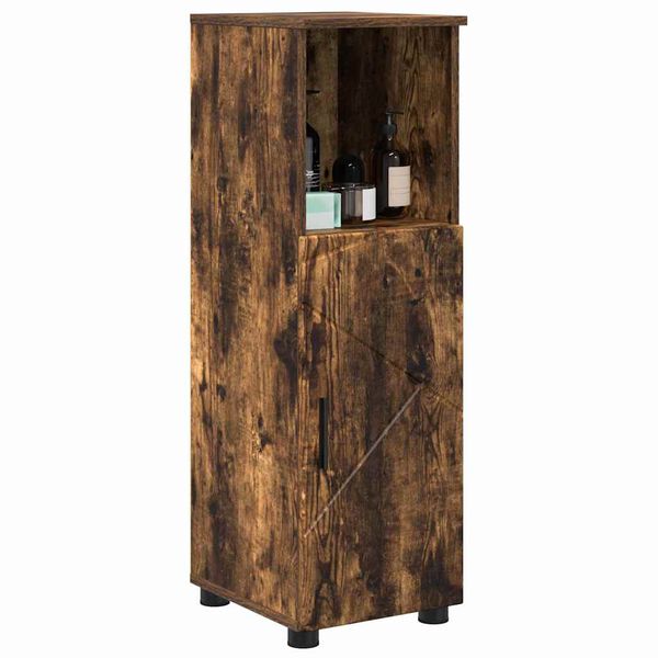 vidaXL Cabinet de salle de bain avec porte Ch&ecirc;ne fum&eacute; 30 x 35 x 95 cm