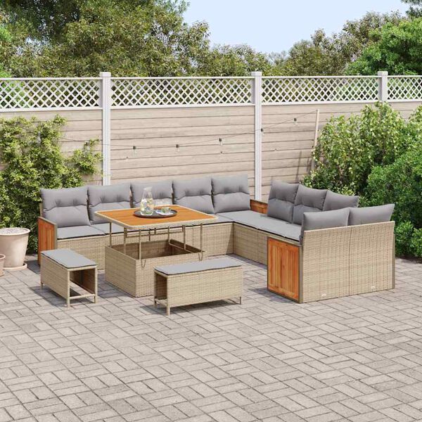 vidaXL Ensemble de canap&eacute; de jardin 13 pcs beige et gris clair