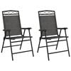 vidaXL Chaises pliantes 2 pi&egrave;ces Gris chin&eacute; acier et textil&egrave;ne