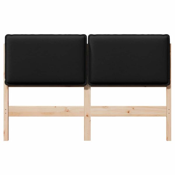 vidaXL T&ecirc;te de lit capitonn&eacute;e Naturel et Noir 150 cm Pin massif