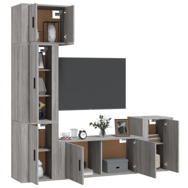 vidaXL Ensemble de meubles TV 5 pcs Sonoma gris Bois d'ing&eacute;nierie