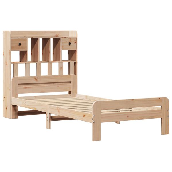 vidaXL Lit biblioth&egrave;que sans matelas 90x190 cm bois de pin massif