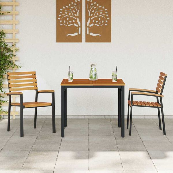 vidaXL Ensemble de salle &agrave; manger pour jardin 3 pcs Noir
