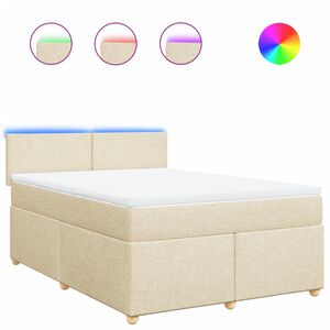 vidaXL Sommier &agrave; lattes de lit avec matelas Cr&egrave;me 140x200 cm Tissu
