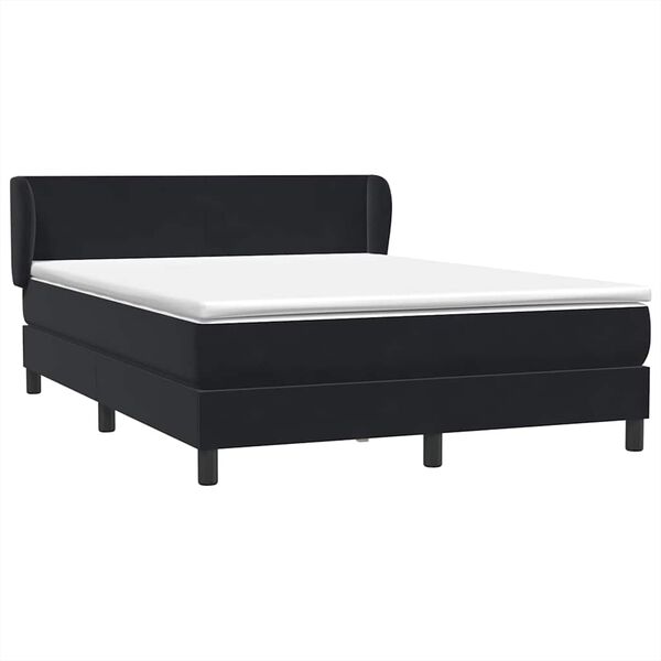 vidaXL Sommier &agrave; lattes de lit avec matelas noir 140x210 cm velours