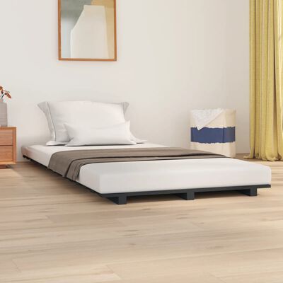 vidaXL Cadre de lit sans matelas gris 90x200 cm bois de pin massif